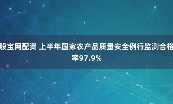 股宝网配资 上半年国家农产品质量安全例行监测合格率97.9%