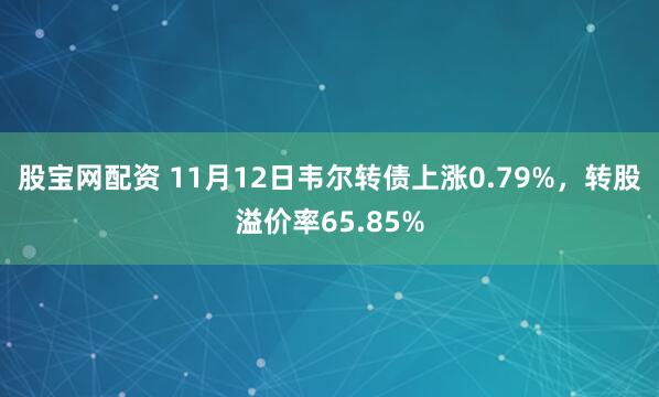 股宝网配资 11月12日韦尔转债上涨0.79%，转股溢价率65.85%